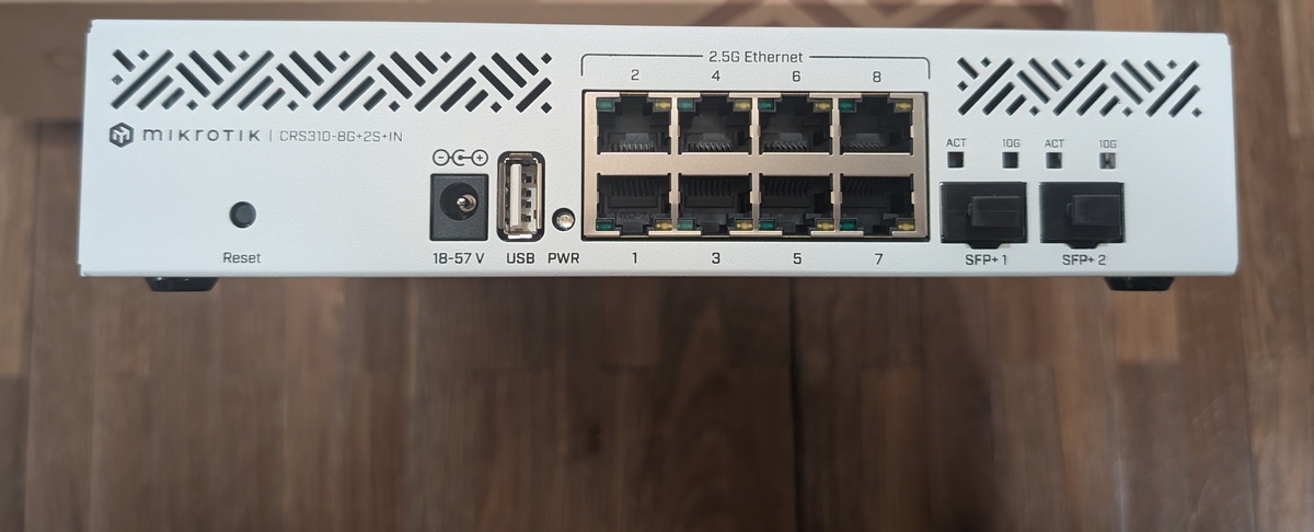MikroTik CRS310-8G+2S+IN - 8x 2.5G ports plus 2x SFP+ for 10G